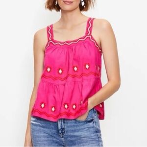 LOFT Pink Embroidered Women's Top - XS